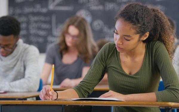 Students sitting in an exam